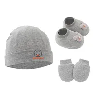 Newborn Baby Cap Baby Hat Baby Gloves Baby Shoes Three-piece Set 892 main image 1