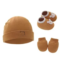 Newborn Baby Cap Baby Hat Baby Gloves Baby Shoes Three-piece Set 892 main image 2