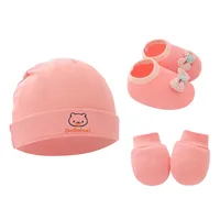 Newborn Baby Cap Baby Hat Baby Gloves Baby Shoes Three-piece Set 892 main image 4