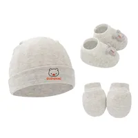 Newborn Baby Cap Baby Hat Baby Gloves Baby Shoes Three-piece Set 892 sku image 1