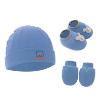 Newborn Baby Cap Baby Hat Baby Gloves Baby Shoes Three-piece Set 892 sku image 33