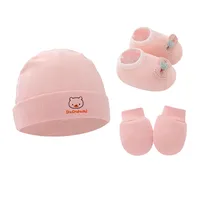 Newborn Baby Cap Baby Hat Baby Gloves Baby Shoes Three-piece Set 892 sku image 42