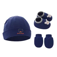 Newborn Baby Cap Baby Hat Baby Gloves Baby Shoes Three-piece Set 892 sku image 38