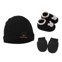 Newborn Baby Cap Baby Hat Baby Gloves Baby Shoes Three-piece Set 892 sku image 40