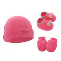 Newborn Baby Cap Baby Hat Baby Gloves Baby Shoes Three-piece Set 892 sku image 34