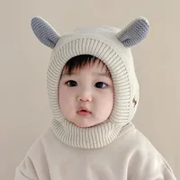 Winter Fleece-lined Thickened Children's Baby Rabbit Ear Protection Baby Boys And Girls Knitted Hat Cute Wool Hat main image 2