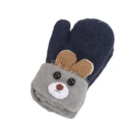 0-3 Years Old Cute Ears Bear Cartoon Children's Gloves Winter Knitted Wool Double Plus Velvet Padded Warm main image 3