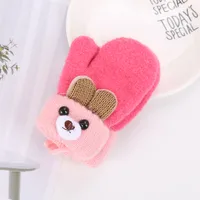 0-3 Years Old Children's Gloves Cute Bear Winter Lanyard Outdoor Cold-proof Double-layer Knitted Plush Warm sku image 3