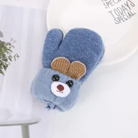0-3 Years Old Children's Gloves Cute Bear Winter Lanyard Outdoor Cold-proof Double-layer Knitted Plush Warm sku image 2