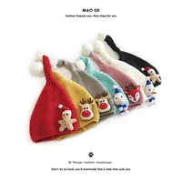 M303 Children's New Cartoon Christmas Sweet Fur Ball Cute Autumn And Winter Warm Pullover Casual Knitted Wool Hat main image 2