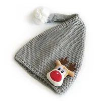 M303 Children's New Cartoon Christmas Sweet Fur Ball Cute Autumn And Winter Warm Pullover Casual Knitted Wool Hat sku image 6