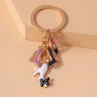 Cute Sweet Shiny Lipstick Butterfly High Heel Alloy Keychain main image 6