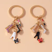 Cute Sweet Shiny Lipstick Butterfly High Heel Alloy Keychain main image 1