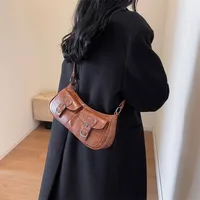 Wholesale Sweet Cool Motorcycle Bag For Women  New Niche Fashion Shoulder Underarm Bag Small Red Book  Women's Bag main image 2