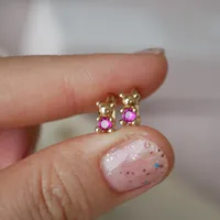 1 Pair 925 Sterling Silver Zircon Bear Earrings main image 1
