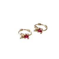 1 Pair 925 Sterling Silver Zircon Bear Earrings main image 2