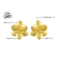1 Pair 925 Sterling Silver Flower Ear Studs main image 5