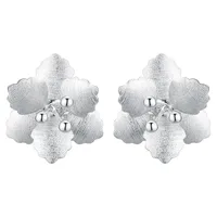 1 Pair 925 Sterling Silver Flower Ear Studs main image 3