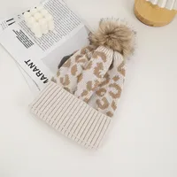 Unisex Casual Preppy Style Streetwear Leopard Eaveless Wool Cap main image 4