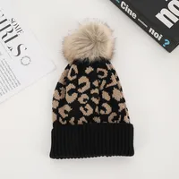 Unisex Casual Preppy Style Streetwear Leopard Eaveless Wool Cap sku image 3