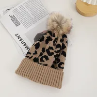 Unisex Casual Preppy Style Streetwear Leopard Eaveless Wool Cap main image 8