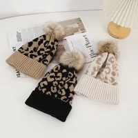 Unisex Casual Preppy Style Streetwear Leopard Eaveless Wool Cap main image 1