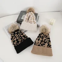 Unisex Casual Preppy Style Streetwear Leopard Eaveless Wool Cap main image 2