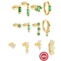 4 Pieces Sterling Silver Zircon Geometric Earrings Ear Studs main image 1