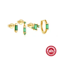 4 Pieces Sterling Silver Zircon Geometric Earrings Ear Studs sku image 1