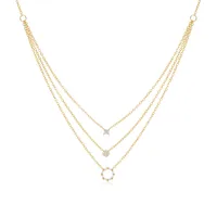 Sterling Silver Zircon Plating Geometric Three Layer Necklace main image 1