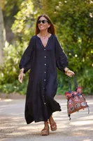 Casual Loose Long Shirt Dress Women sku image 12
