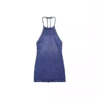 Women's Denim Dress Sexy Halter Neck Sleeveless Solid Color Above Knee Holiday main image 2