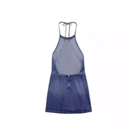Women's Denim Dress Sexy Halter Neck Sleeveless Solid Color Above Knee Holiday main image 3