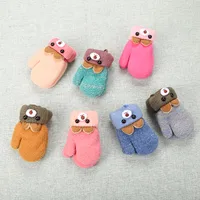 0-3 Years Old Children's Gloves Cute Bear Winter Lanyard Outdoor Cold-proof Double-layer Knitted Plush Warm main image 2
