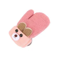0-3 Years Old Children's Gloves Cute Bear Winter Lanyard Outdoor Cold-proof Double-layer Knitted Plush Warm main image 4