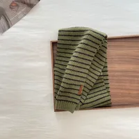 Han Fan Boys' Scarf Cool Trendy Handsome Striped Jacquard Knitted Scarf Children's Scarf sku image 3