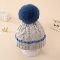Winter Baby Hat Casual Versatile Baby Boys' Color Matching Knitted Hat Outdoor Cold-proof Wool Hat sku image 3
