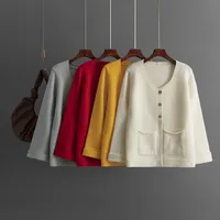 Women's Cardigan Long Sleeve Sweaters & Cardigans Pocket Casual Solid Color main image 1