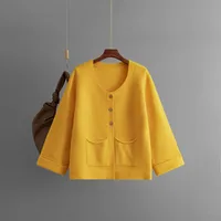 Women's Cardigan Long Sleeve Sweaters & Cardigans Pocket Casual Solid Color sku image 2