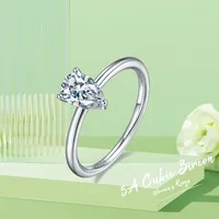 Rhodium Plated 925 Sterling Silver Zircon Water Droplets Rings main image 5