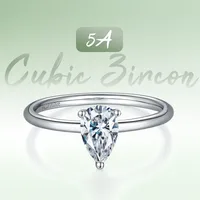 Rhodium Plated 925 Sterling Silver Zircon Water Droplets Rings main image 2