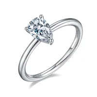 Rhodium Plated 925 Sterling Silver Zircon Water Droplets Rings main image 7