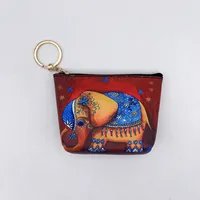 Ethnic Style Coin Purse Retro Coin Bag Large Bag Hanging Ornaments Coin Purse HD Color Printing Creative T-shaped Zipper Small Bag sku image 16