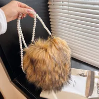 Women's Plush Solid Color Vintage Style Classic Style Heart-shaped Zipper Shoulder Bag Handbag Crossbody Bag sku image 3