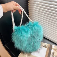 Women's Plush Solid Color Vintage Style Classic Style Heart-shaped Zipper Shoulder Bag Handbag Crossbody Bag sku image 1