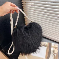 Women's Plush Solid Color Vintage Style Classic Style Heart-shaped Zipper Shoulder Bag Handbag Crossbody Bag sku image 5