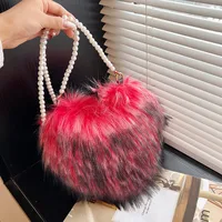 Women's Plush Solid Color Vintage Style Classic Style Heart-shaped Zipper Shoulder Bag Handbag Crossbody Bag sku image 6
