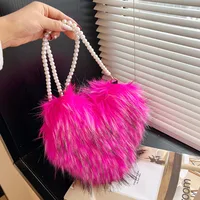 Women's Plush Solid Color Vintage Style Classic Style Heart-shaped Zipper Shoulder Bag Handbag Crossbody Bag sku image 7