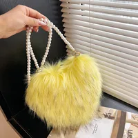 Women's Plush Solid Color Vintage Style Classic Style Heart-shaped Zipper Shoulder Bag Handbag Crossbody Bag sku image 9