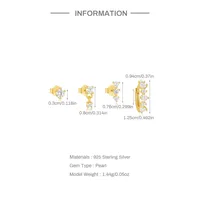 4 Pieces Sterling Silver Zircon Geometric Earrings Ear Studs main image 6